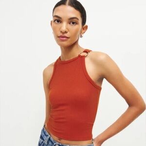 Reformation Eddis Knit Top Blood Orange - Size M